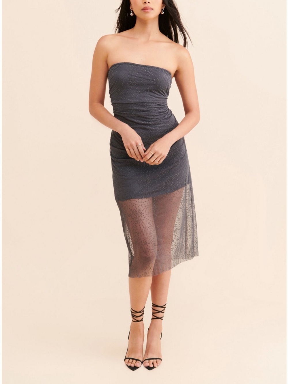 Anthropologie Sheer Ruched Shimmer Dress